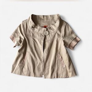 Y2K BCBG Tan babydoll short sleeve jacket with pocket